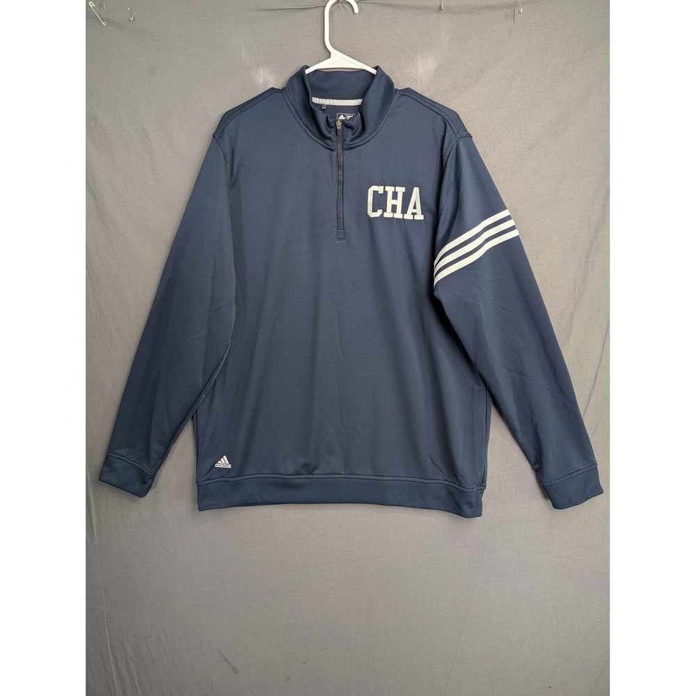 Adidas Mens CHA Quarter Zip Pullover Navy Blue Large 3-Stripes Activewear